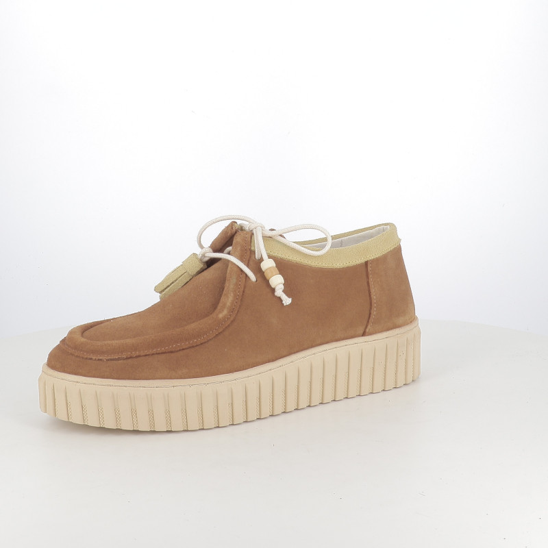 Basket Basse Suède Marron Coco Abricot