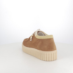 Basket Basse Suède Marron Coco Abricot