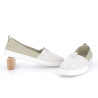 Ballerines verts kaki et blanches en cuir