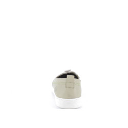 Ballerines verts kaki et blanches en cuir