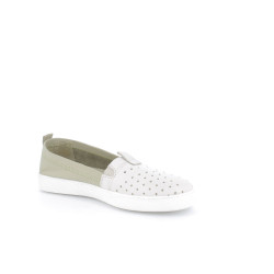Ballerines verts kaki et blanches en cuir