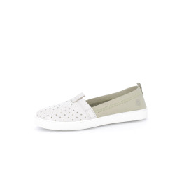 Ballerines verts kaki et blanches en cuir