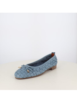 Ballerine Bleue Tressée Coco Abricot