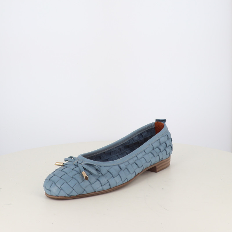 Ballerine Bleue Tressée Coco Abricot