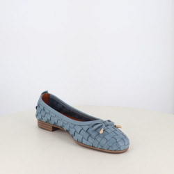 Ballerine Bleue Tressée Coco Abricot