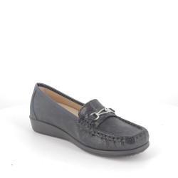mocassin marine en cuir