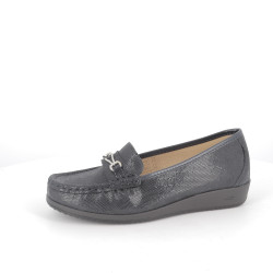 mocassin marine en cuir