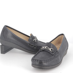 mocassin marine en cuir