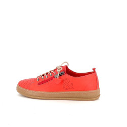Baskets basses rouges lacets et zip