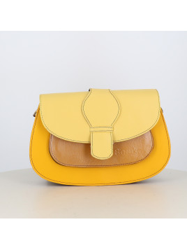 Petit sac arrondi Soruka jaune à languette interchangeable