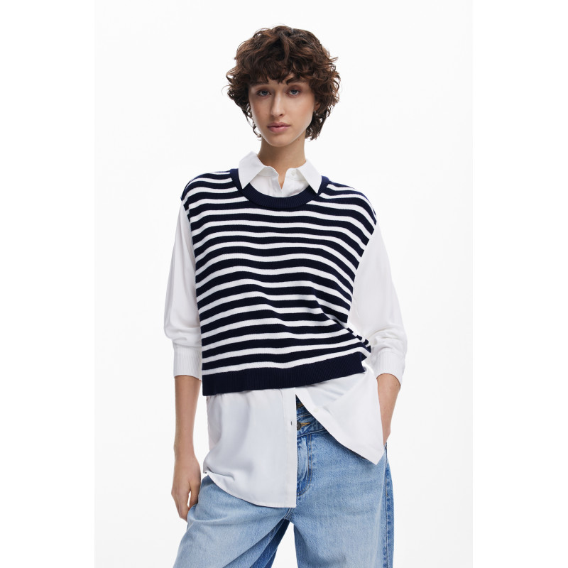 Chemise effet pull sans manche