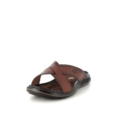 Mules marron croisées en cuir