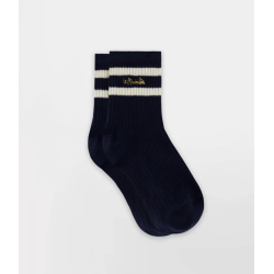 Chaussette Femme Textile Marine et Craie LOUASOC