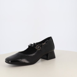 Escarpins Décolletés Geo Reino Noirs Vernis en Cuir