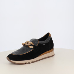 Mocassins Geo Reino Noirs et Dorés en Cuir