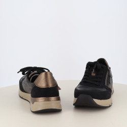 Basket Basse Rieker Noir et Bronze