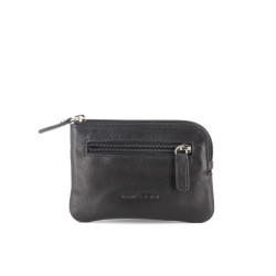 Porte-monnaie noir en cuir