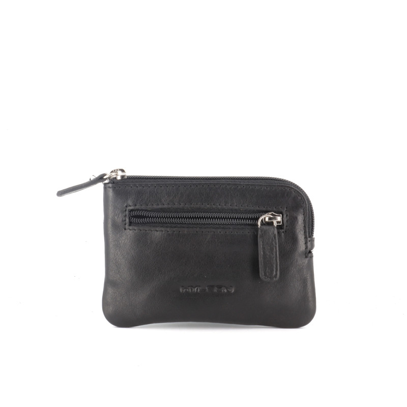 Porte-monnaie noir en cuir