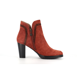 bottine rouge en cuir