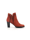 bottine rouge en cuir