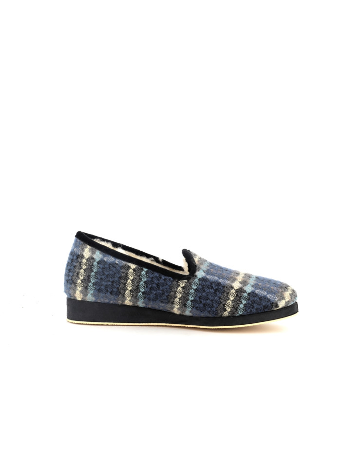 Chaussons Bleu Marine Fermés Pour Femme - Marque Pantouflette, Taille 40 EU, Liseret Multicolore